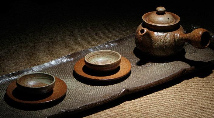A Complete Set Of Handmade Crude Ceramic Tea Wares Handmade And Hand-Drawing Rude Ceramic Tea Set Brewing Pu-Erh Tea Tea Ware