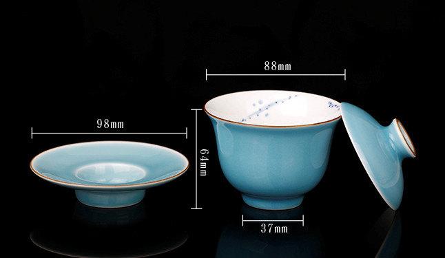 Hand-Painting And Handmade Blue And White Porcelain Imperial Style Gaiwan Chinese Style Ceramic Teaware 
