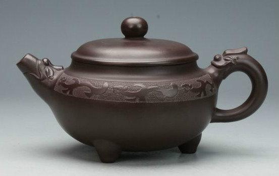 Tripodia Teapot Chinese Gongfu Teapot Yixing Pottery Handmade Zisha Clay Teapot Guaranteed 100%Genuine Original Mineral Fired
