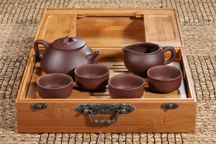 A Complete Set Of Portable Zisha Clay Tea Wares Premium And Treasure Tea Pot Yixing Pottery Handmade Zisha Clay Teapot 