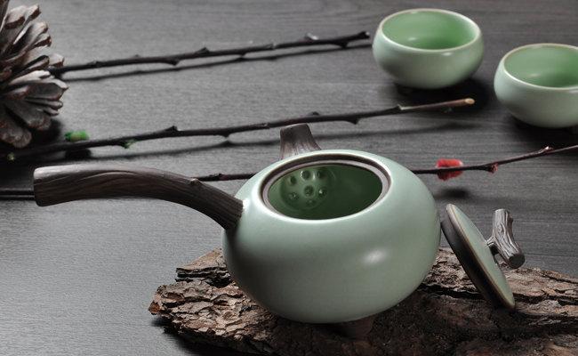 Celadon Porcelain Handmade Teapot And Tea Cup Di Kiln Gaiwan Chinese Antique Ceramics Porcelains Famous Porcelain Kilns 