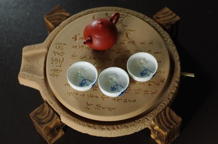 Yixing Zisha Clay Pottery Tea Tray Displaying And Serveing Tea Tea Tray Handicraft Chinese Kung-Fu Tea Set Chinese Teaism Practice.