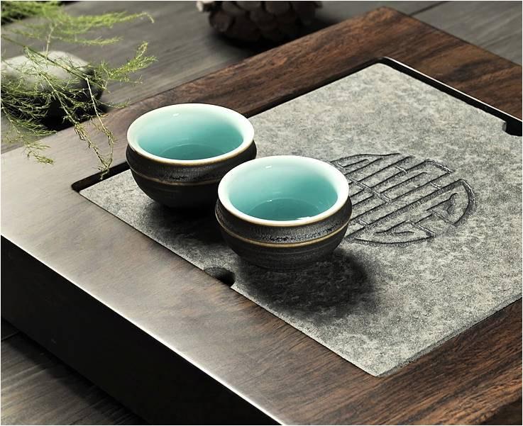 Black Stone Tea Tray Displaying And Serveing Tea Tea Tray Handicraft Chinese Congou Tea Set Chinese Teaism Practice.